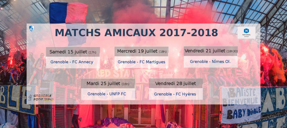 GF38 : le programme des matchs amicaux